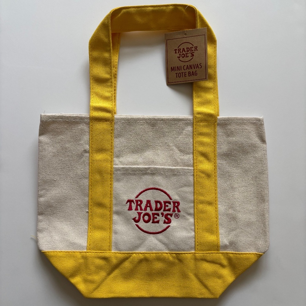 NWT Trader Joe’s Mini Canvas Tote Bag  NEW WITH TAGS – YELLOW